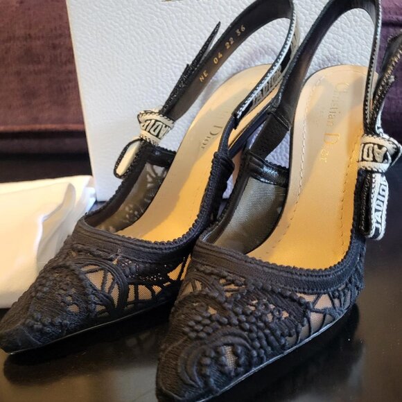DIOR J'ADIOR Lace Mesh Slingback Pumps US Size 6.5 - Picture 2 of 10
